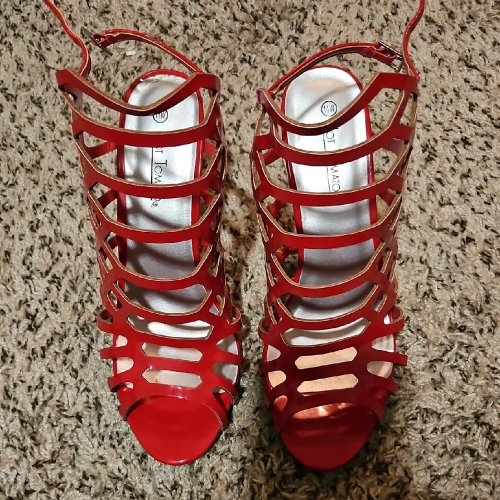 Hot Tomato 11W Red Gladiator Heels with Strappy Design